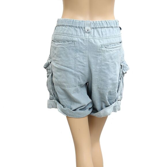Free People Denim Cargo Shorts Pull-on Lightweight Low-Waisted Casual M 283199 - Picture 3 of 5